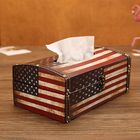 Chiny Drewniany pojemnik na chusteczki Uchwyt na klasyczne amerykańskie pudełko na serwetki w stylu flagi amerykańskiej firma