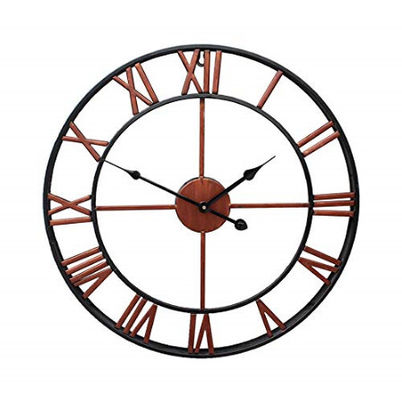 Chiny Duży okrągły 16-calowy rzymski zegar ścienny w stylu rustykalnym Retro Vintage Okrągły pusty żelazny zegar ścienny Dekoracja ścienna fabryka