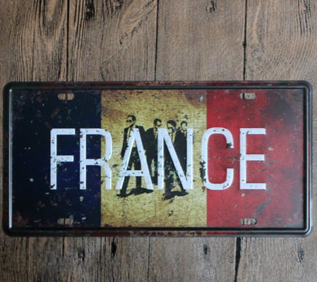 Chiny Flaga narodowa Francji Metalowa plakietka emaliowana Tabliczka Restauracja Kawa Kawiarnia Tablice ścienne fabryka
