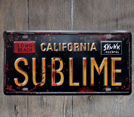 SUBLIME CALIFORNIA Metalowa plakietka emaliowana Vintage Malarstwo Tabliczki Zarejestruj Dekoracje Płytki