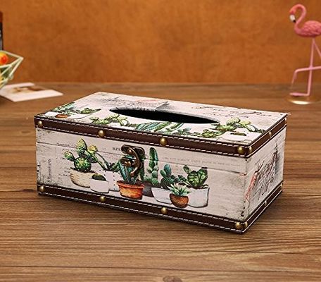 Chiny Vintage Shabby Catus Tissue Box Holder Prostokątny rzemieślniczy pokrowiec na pudełko na serwetki Organizer Holder fabryka