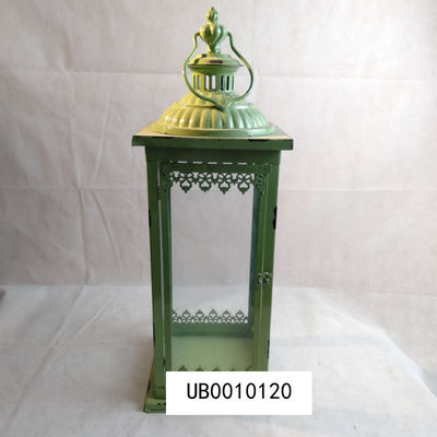 Zielone antyczne latarnie ślubne Vintage Candle Lantern Metalowy uchwyt